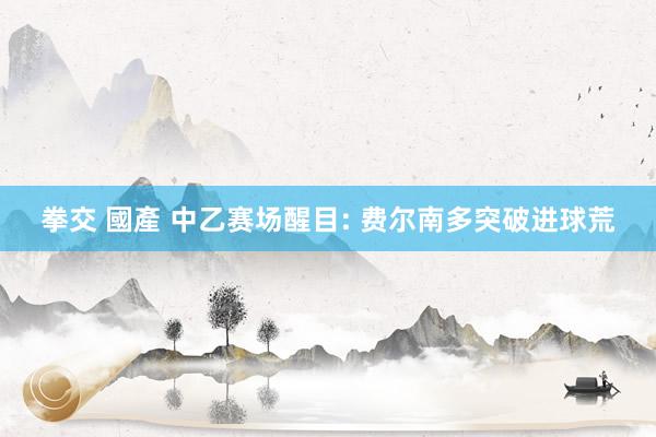 拳交 國產 中乙赛场醒目: 费尔南多突破进球荒