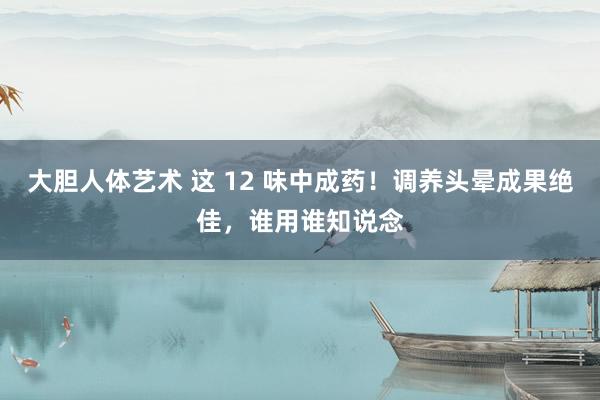 大胆人体艺术 这 12 味中成药！调养头晕成果绝佳，谁用谁知说念